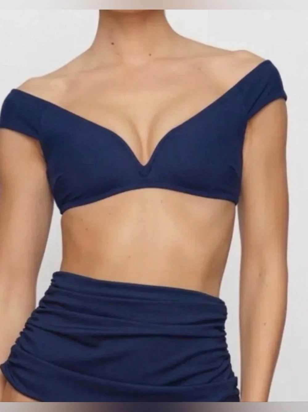 SKIMS Sculpting Swim Off Shoulder Top Midnight Blue